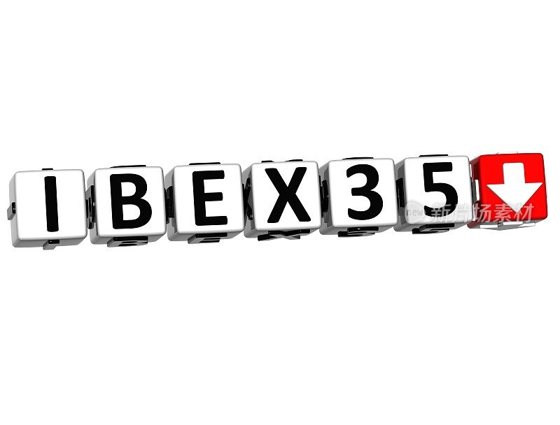 3D IBEX35股票市场块文本